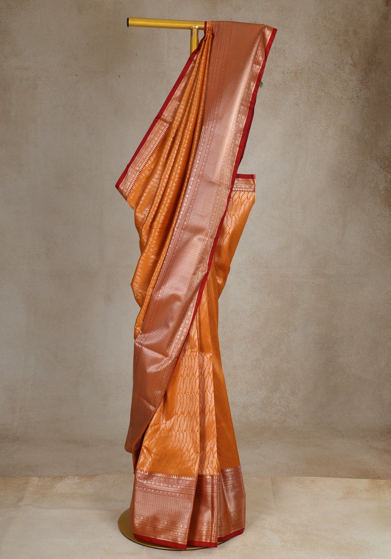 Rust Orange Red Copper Border Art Silk Saree - ASS-1-1202 image 3